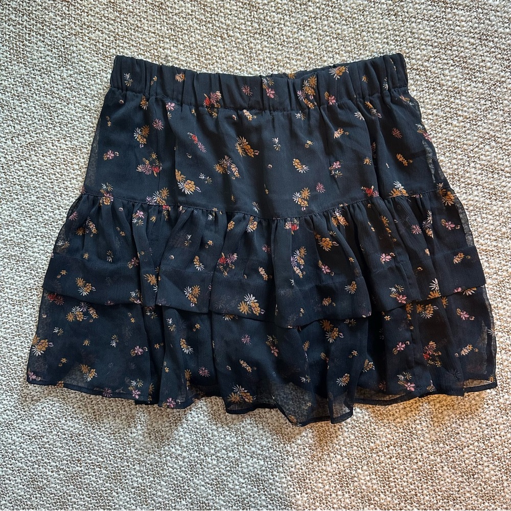 Free People Black Floral Skirt